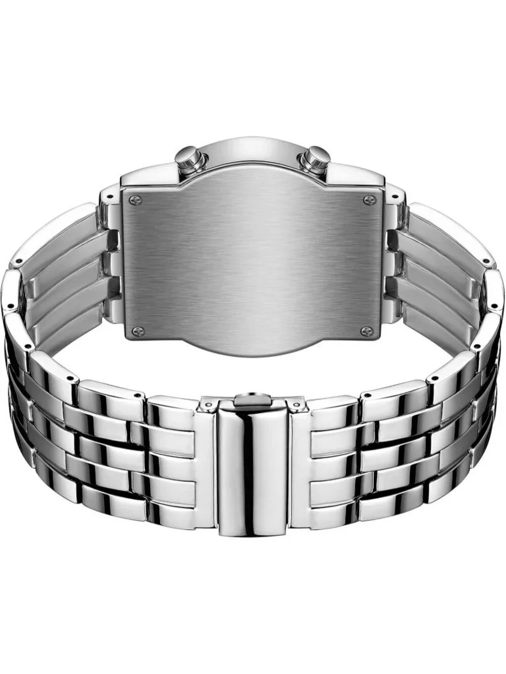 Mens Silver Orange Analog Quartz Bracelet Waterproof Binary Matrix Digital Watch